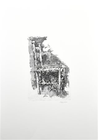 Renzo Vespignani (1924 - 2001) SEDIA acquaforte, cm 31,5x21,5, su foglio cm...