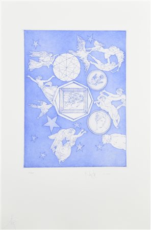 Fernando De Filippi (1940) ANGELI acquaforte, cm 35x27, su foglio cm 61x40,5;...