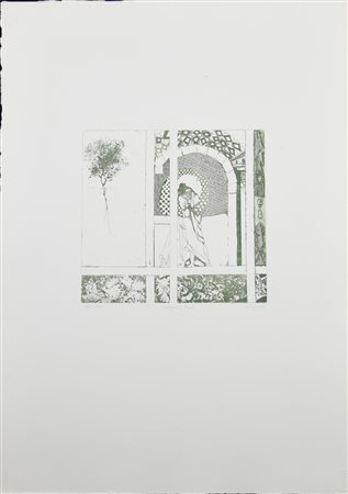 Godwin Ekhart (1932 - 1995) OMAGGIO A ROMA acquaforte, cm 24,5x12,5, su...