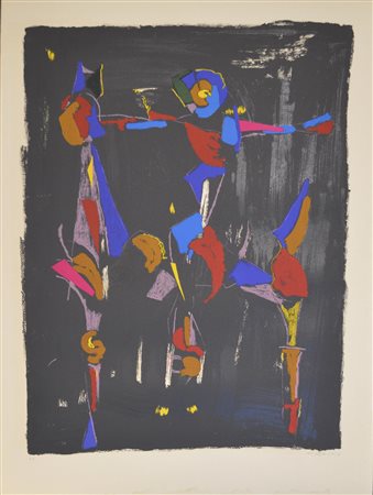 Marino Marini (1901 - 1980) BUNTER REITER I litografia stampata su carta con...