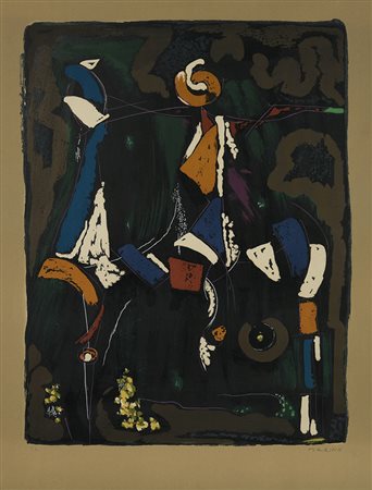 Marino Marini (1901 - 1980) BUNTER REITER II litografia stampata su carta con...