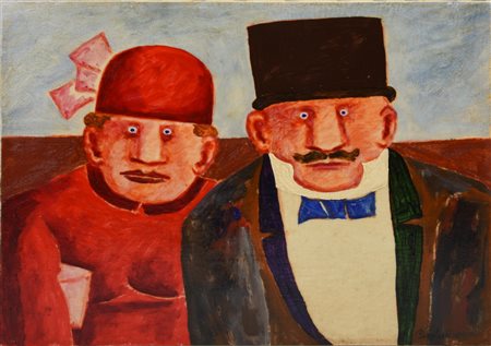 Franz Borghese (1941 - 2005) COPPIA olio su tela, cm 30x40 firma sul retro:...