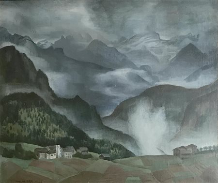 Ubaldo Oppi (1889 - 1942) PAESAGGIO CADORINO olio su tela, cm 47x59 firma e...