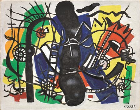Fernand Leger (1881 - 1955) LA FUMéE NOIRE olio su cartone telato, cm 40x50...