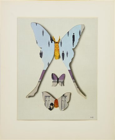 Jiri Kolar (1914 - 2002) SENZA TITOLO collage su cartoncino, cm 30x23 sigla e...