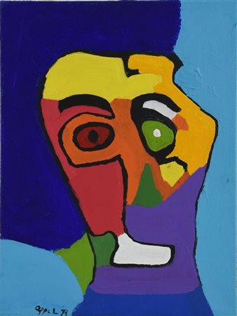 Karel Appel (1921 - 2006) PERSONNAGE acrilico su tela, cm 40x30 firma e data sul...