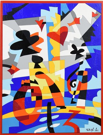 Ugo Nespolo (1941) GAMBLERA acrilici, cm 40x30 firma sul retro: titolo e...