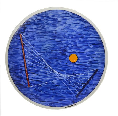 Luigi Veronesi (1908 - 1998) PIATTO ceramica smaltata, diametro cm 26 firma e...