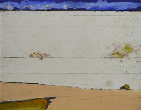 Sergio Scatizzi SPIAGGIA olio su tavola, cm 45,5x58 firma sul retro: firma e...