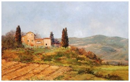 EURO PAOLICCHI 1926 Colline pisane 1988 Olio su faesite 25 x 40. Firma in b....