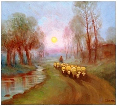 RAFFAELE DEL ROSSO Orbetello 1859 – 1927 Senza titolo Olio su tavola 35 x...