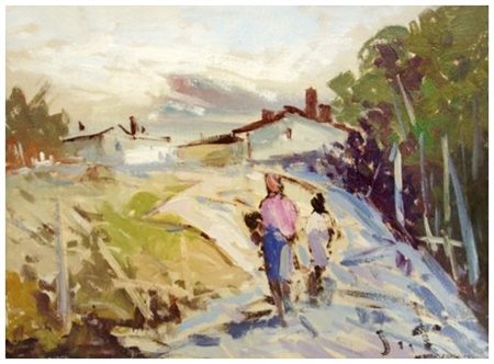 ALVARO DANTI Livorno 1911 – 1985 Senza titolo Olio su tela 30 x 40. Firma in...