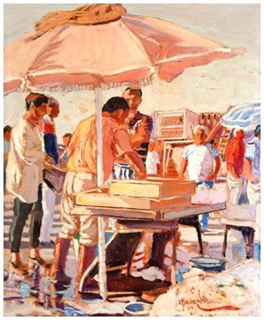 FRANCO MAZZACCHERINI La Spezia 1939 – Livorno 1999 Il pescivendolo ai 4 Mori...