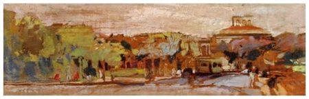 RAFFAELE DE ROSA Podenzana 1940 Senza titolo Olio su tavola 10,5 x 34,7....