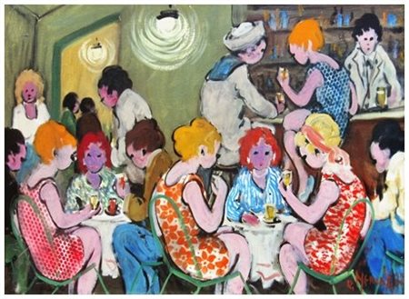 RENZO MERCATINI Chianni 1924 – Livorno 1984 Al bar Olio su tela 50 x 70....