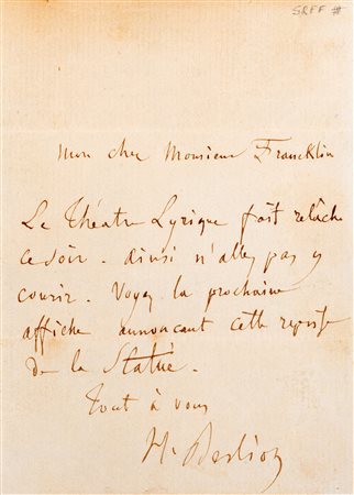Berlioz, Hector Louis - Biglietto autografo