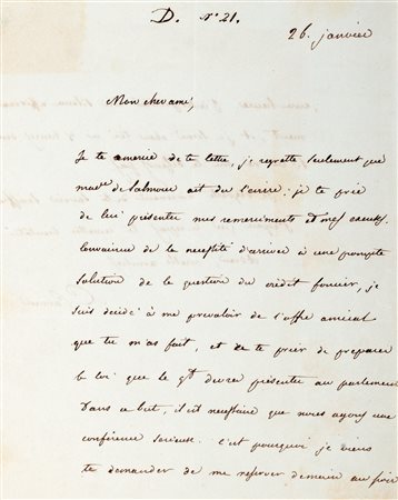 Cavour, Camillo Benso - Lettera autografa firmata