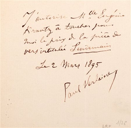 Verlaine, Paul - Biglietto autografo