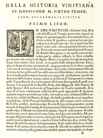 Bembo, Pietro - Della historia vinitiana [...] volgarmente scritta libri XII