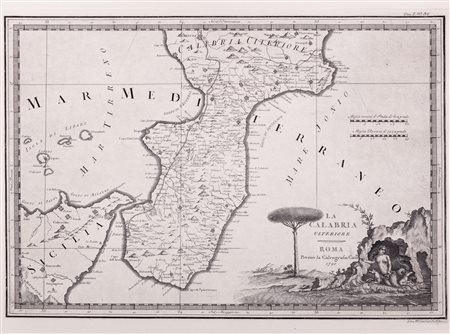 Cartografia - Calabria - Campania - Sicilia - Cassini, Giovanni Maria - La Calabria ulteriore - Li Regni di Napoli e di Sicilia