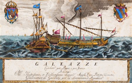 Cartografia - Coronelli, Vincenzo Maria -  Galeazze Vedute per Poppa, e per Fianco [...]