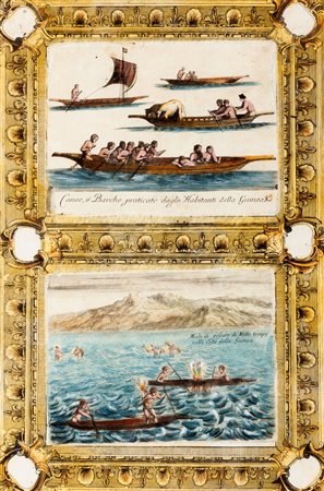 Cartografia - Coronelli, Vincenzo Maria - Canoe o Barche praticate dagli Habitanti della Guinea - Modo di pescare  notte tempo nelle coste della Guinea