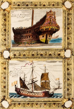 Cartografia - Coronelli, Vincenzo Maria - Nave di mercantia olandese che va alle Indie Orientali - Vascello che prode gia quando il vento è passato a ponente