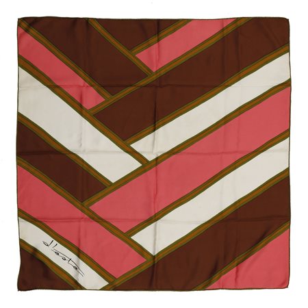 D'ESTE MARINA -  Foulard in seta multicolore ( marrone, rosa, verde, senape e bianco).