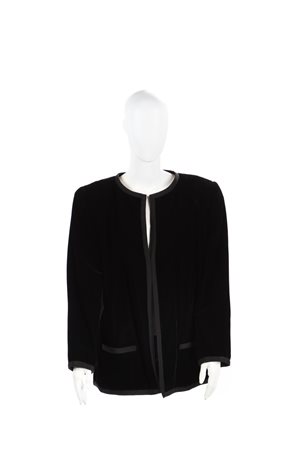 SCHON MILA   - Blusa in velluto nero e passamaneria.