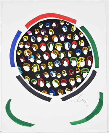 LODOLA MARCO Pavia (PV) 1955 Senza Titolo Retochè su Fondo Serigrafia...