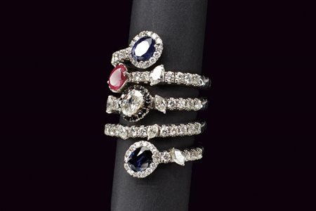 CRIVELLI anello serpente con diamanti, zaffiri e rubini