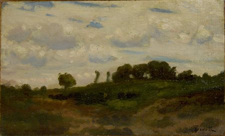Serafino De Tivoli (1826 - 1892) PAESAGGIO olio su tela applicata su...