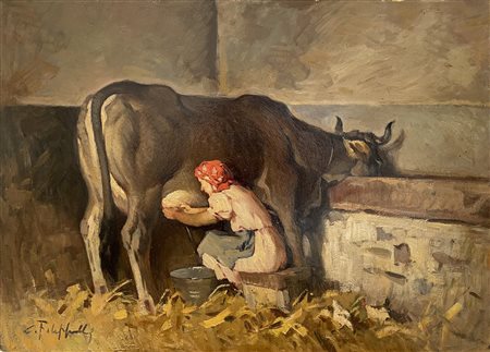 Cafiero Filippelli (1889 - 1973) MUNGITURA olio su faesite, cm 50x70...