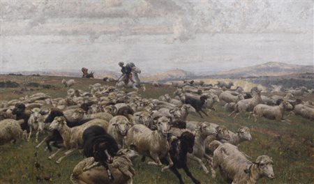 Stefano Bruzzi (1835 - 1911) DON CHISCIOTTE CHE SI SLANCIA CONTRO LE PECORE...