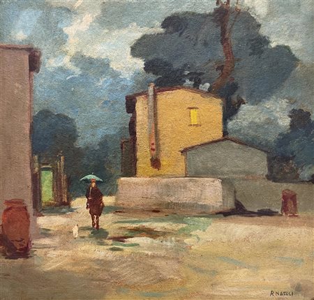 Renato Natali (1883 - 1979) SOLITARIA olio su tavola, cm 43x45 firma sul...