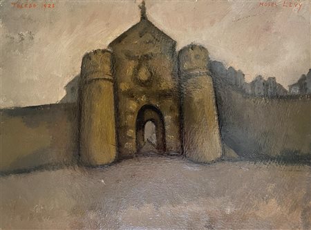 Moses Levy (1885 - 1968) LA PORTA DI TOLEDO olio su cartone, cm 27,5x38...