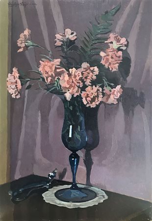 Lloyd Llewelyn (1879 - 1949) NATURA MORTA CON VASO DI FIORI olio su tavola,...