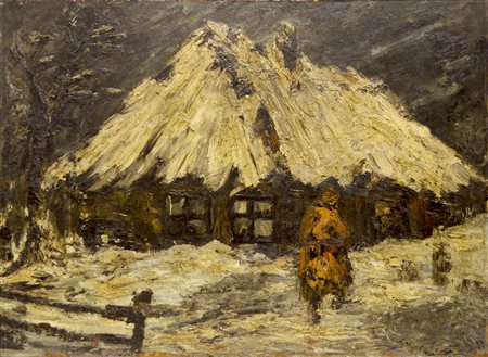 Ivan Kurach (1909 - 1968) CASOLARE olio su faesite, cm 59x78 firma