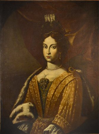 Scuola del XVII secolo RITRATTO DI NOBILDONNA olio su tela, cm 97,5x74,5 sul...