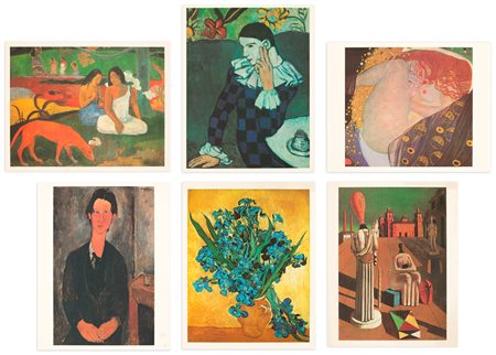 AUTORI VARI (PICASSO, KLIMT, MODIGLIANI,
VAN GOGH,DE CHIRICO,GAUGUIN) - Lotto unico composto da 6 fotolitografie