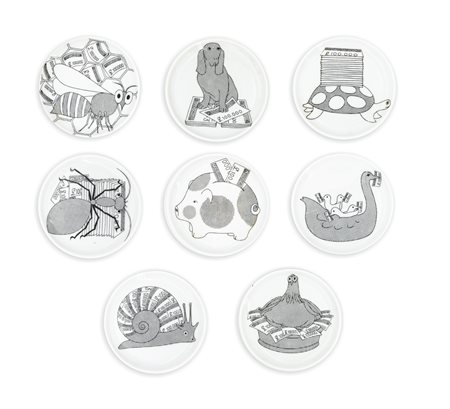 PIERO FORNASETTI - Servizio di 8 piattini