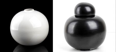 GABBIANELLI <br>Un vaso Gabbianelli bianco e un vaso nero 