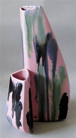 SCI ANDLOVITZ<br>Base per una lampada in smalto rosa a colature verde e brune