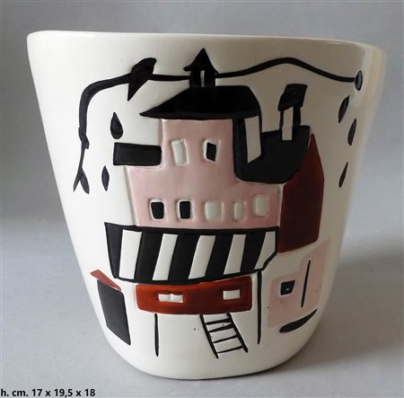 ANTONIA CAMPI (1921-) - SCI <br>Portavaso decorato con cassette policrome a bassorilievo 