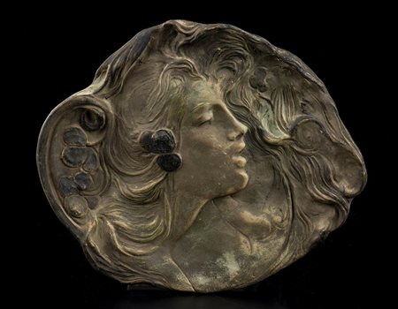 ROSSETTI DEL FICO<br>Piastra liberty verde, Napoli