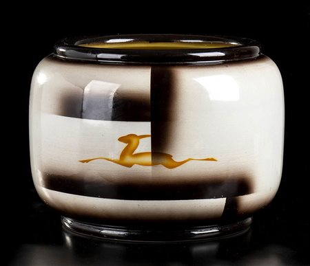 GALVANI - PORDENONE<br>Cachepot all'aerografo con decorazione di daini