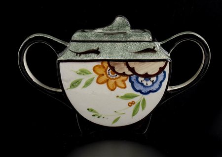 ACI - SESTO FIORENTINO<br> Zuccheriera decò decorata con rappresentazione di fiori