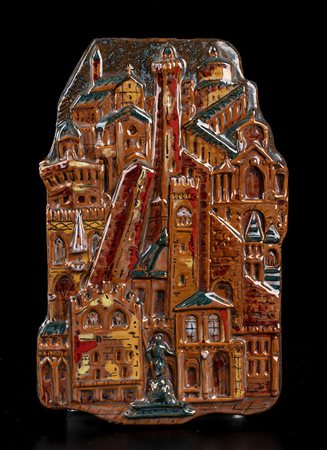 MANIFATTURA CERAMICA MINGHETTI - BOLOGNA<br>Piastra rappresentante Bologna