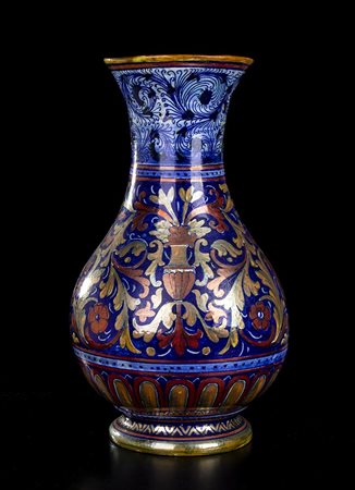 MASTROGIORGIO <br>Vaso blu con decorazioni dorate e bronzo