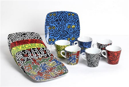 KEITH HARING (1958-1990) - TOGNANA PORCELLANE<br>Servizio da caffè 